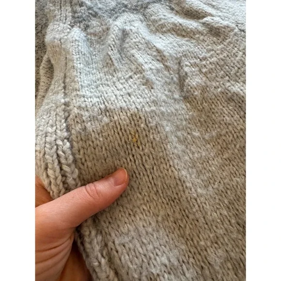 Vintage Hand Knit Cardigan Sweater Womens Gray Fair Isle Nordic Crewneck Retro - Picture 6 of 12